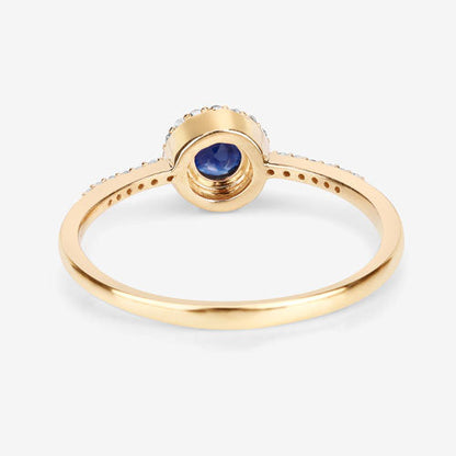 0.38 Carat Genuine Blue Sapphire and White Diamond 14K Yellow Gold Ring Bids.com
