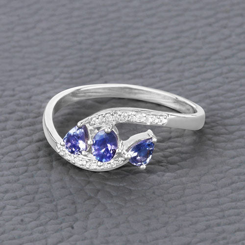 0.51 Carat Genuine Tanzanite and White Diamond 14K White Gold Ring Bids.com