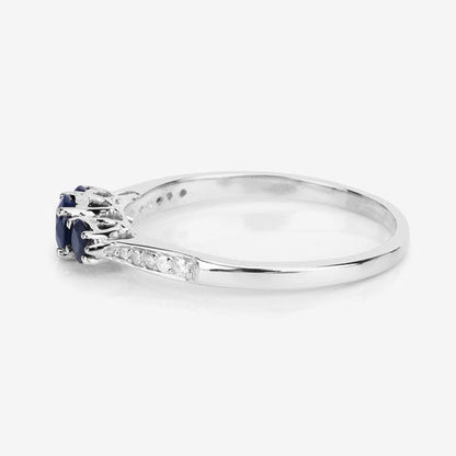 0.56 Carat Genuine Blue Sapphire and White Diamond 14K White Gold Ring Bids.com