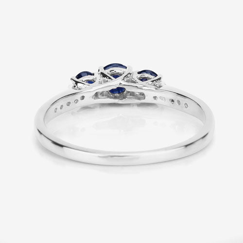 0.56 Carat Genuine Blue Sapphire and White Diamond 14K White Gold Ring Bids.com