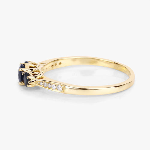0.56 Carat Genuine Blue Sapphire and White Diamond 14K Yellow Gold Ring Bids.com