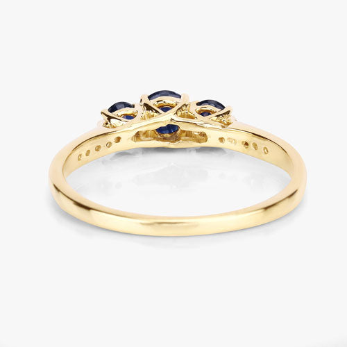 0.56 Carat Genuine Blue Sapphire and White Diamond 14K Yellow Gold Ring Bids.com