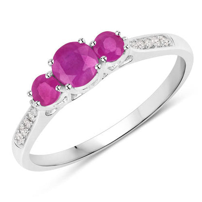 0.61 Carat Genuine Ruby and White Diamond 14K White Gold Ring Bids.com