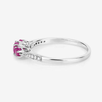 0.61 Carat Genuine Ruby and White Diamond 14K White Gold Ring Bids.com