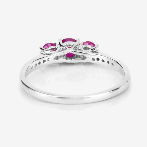 0.61 Carat Genuine Ruby and White Diamond 14K White Gold Ring Bids.com