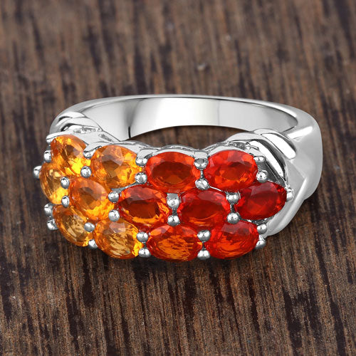 1.56 Carat Genuine Fire Opal .925 Sterling Silver Ring Bids.com