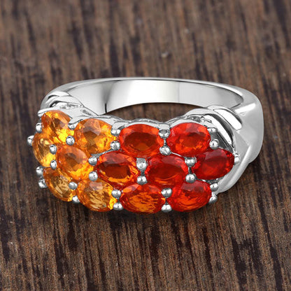 1.56 Carat Genuine Fire Opal .925 Sterling Silver Ring Bids.com