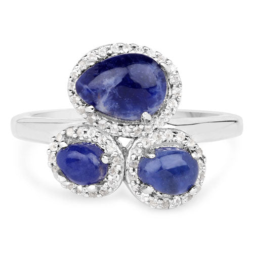 2.28 Carat Genuine Blue Aventurine And White Topaz .925 Sterling Silver Ring Bids.com