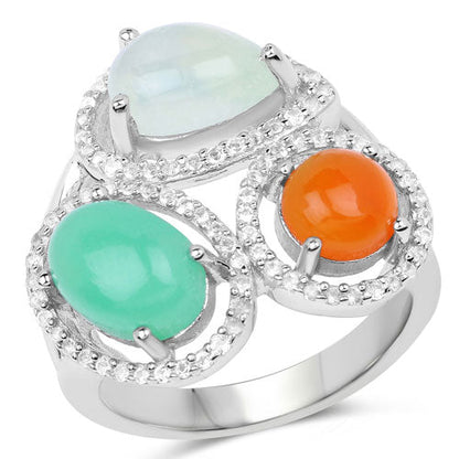 4.82 Carat Genuine Multi Stone .925 Sterling Silver Ring Bids.com