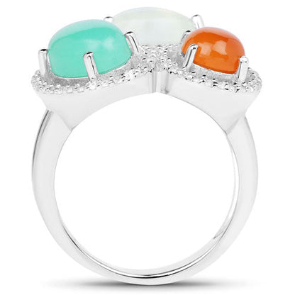 4.82 Carat Genuine Multi Stone .925 Sterling Silver Ring Bids.com