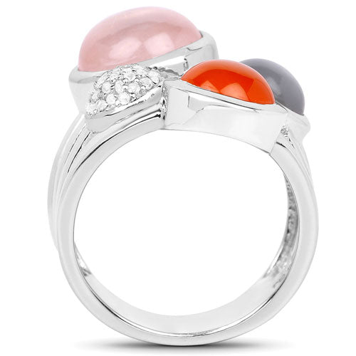 5.96 Carat Genuine Multi Stone .925 Sterling Silver Ring Bids.com
