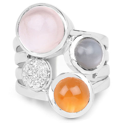 5.96 Carat Genuine Multi Stone .925 Sterling Silver Ring Bids.com