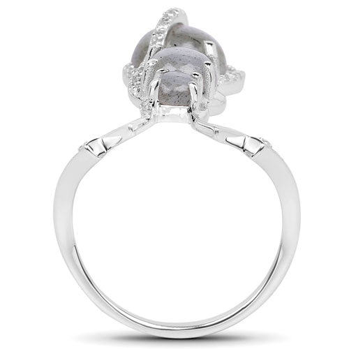 2.79 Carat Genuine Labradorite And White Topaz .925 Sterling Silver Ring Bids.com