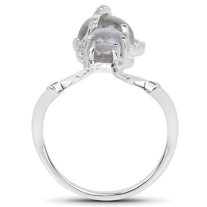 2.79 Carat Genuine Labradorite And White Topaz .925 Sterling Silver Ring Bids.com