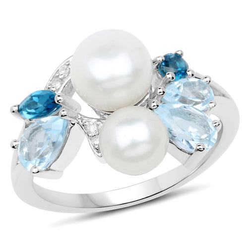 4.96 Carat Genuine Multi Stones .925 Sterling Silver Ring Bids.com