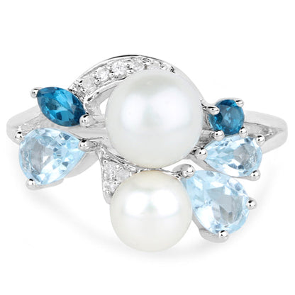 4.96 Carat Genuine Multi Stones .925 Sterling Silver Ring Bids.com