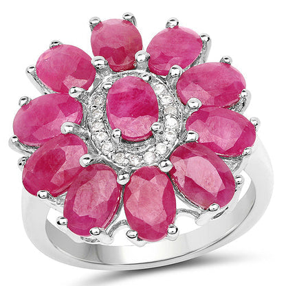 5.83 Carat Genuine Ruby and White Zircon .925 Sterling Silver Ring Bids.com