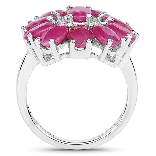 5.83 Carat Genuine Ruby and White Zircon .925 Sterling Silver Ring Bids.com