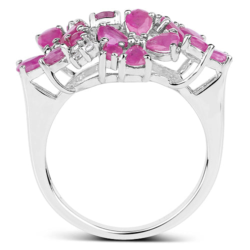 3.51 Carat Genuine Ruby and White Zircon .925 Sterling Silver Ring Bids.com