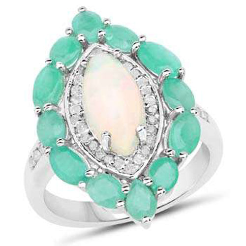 3.61 Carat Genuine Multi Stones .925 Sterling Silver Ring Bids.com