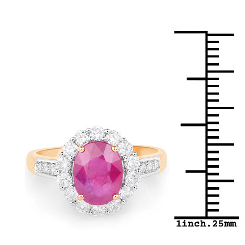 2.84 Carat Genuine Burma Ruby and White Diamond 18K Yellow Gold Ring Bids.com