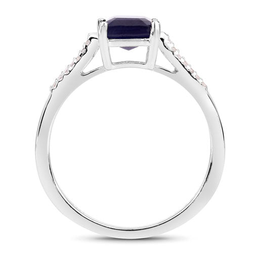 3.07 Carat Glass Filled Sapphire and White Zircon .925 Sterling Silver Ring Bids.com