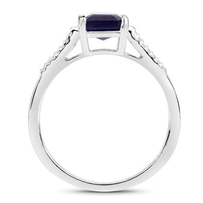 3.07 Carat Glass Filled Sapphire and White Zircon .925 Sterling Silver Ring Bids.com