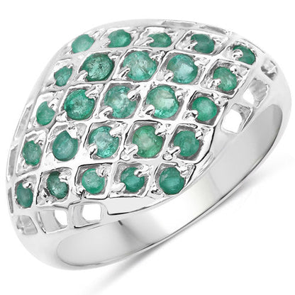 0.90 Carat Genuine Emerald .925 Sterling Silver Ring Bids.com