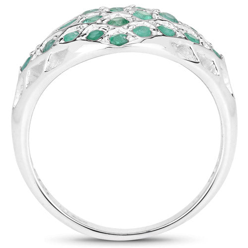 0.90 Carat Genuine Emerald .925 Sterling Silver Ring Bids.com
