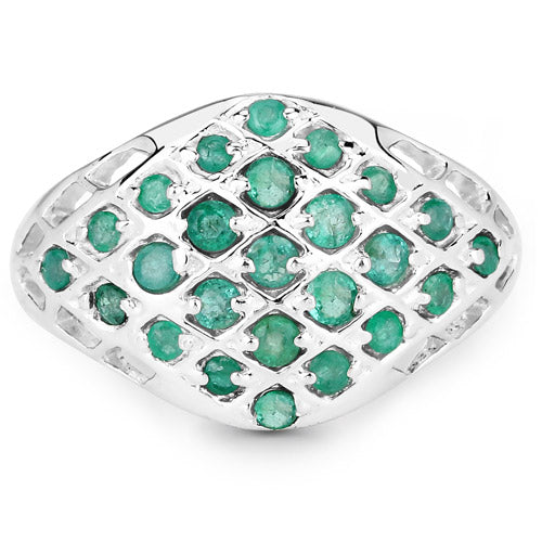 0.90 Carat Genuine Emerald .925 Sterling Silver Ring Bids.com