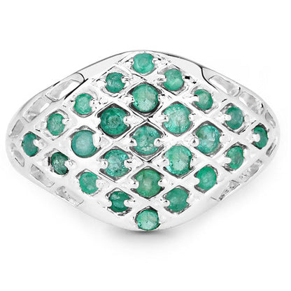 0.90 Carat Genuine Emerald .925 Sterling Silver Ring Bids.com