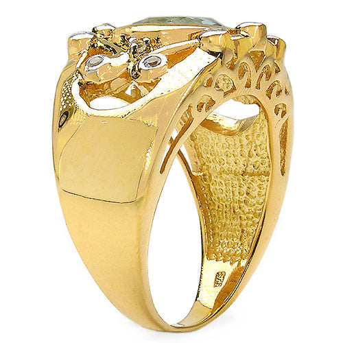 14K Yellow Gold Plated 3.42 Carat Genuine Blue Topaz & White Topaz .925 Sterling Silver Ring Bids.com