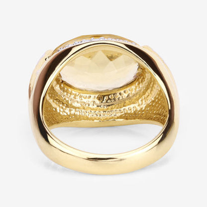 4.56 Carat Genuine Citrine and White Diamond .925 Sterling Silver Ring Bids.com