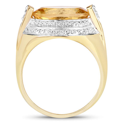 4.56 Carat Genuine Citrine and White Diamond .925 Sterling Silver Ring Bids.com