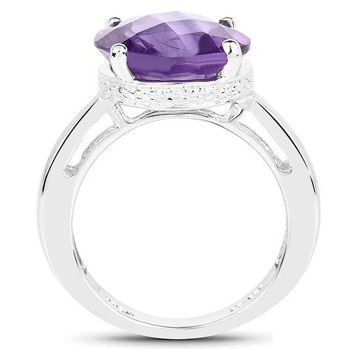 5.60 Carat Genuine Amethyst .925 Sterling Silver Ring Bids.com