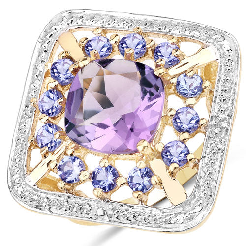 3.44 Carat Genuine Amethyst and Tanzanite .925 Sterling Silver Ring Bids.com