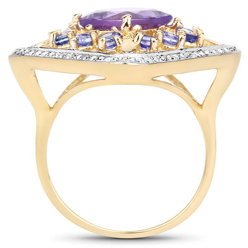3.44 Carat Genuine Amethyst and Tanzanite .925 Sterling Silver Ring Bids.com