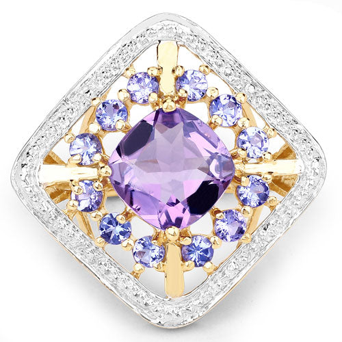3.44 Carat Genuine Amethyst and Tanzanite .925 Sterling Silver Ring Bids.com