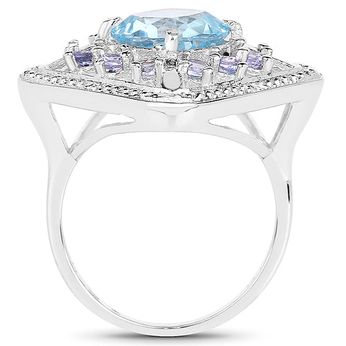 4.24 Carat Genuine Blue Topaz and Tanzanite .925 Sterling Silver Ring Bids.com
