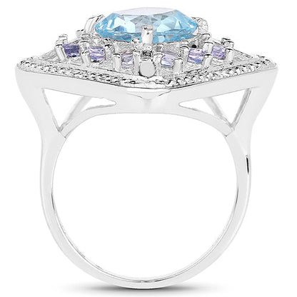 4.24 Carat Genuine Blue Topaz and Tanzanite .925 Sterling Silver Ring Bids.com