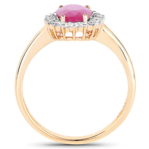 1.48 Carat Genuine Ruby and White Diamond 14K Yellow Gold Ring Bids.com