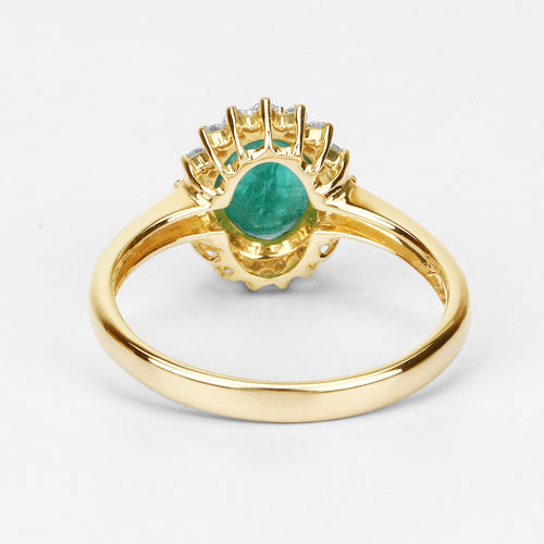 1.39 Carat Genuine Zambian Emerald and White Diamond 10K Yellow Gold Ring Bids.com