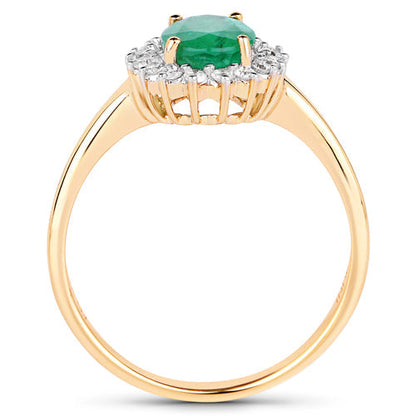 1.39 Carat Genuine Zambian Emerald and White Diamond 10K Yellow Gold Ring Bids.com