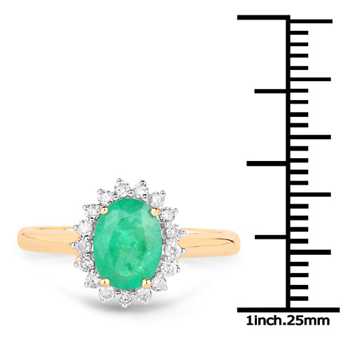 1.39 Carat Genuine Zambian Emerald and White Diamond 10K Yellow Gold Ring Bids.com