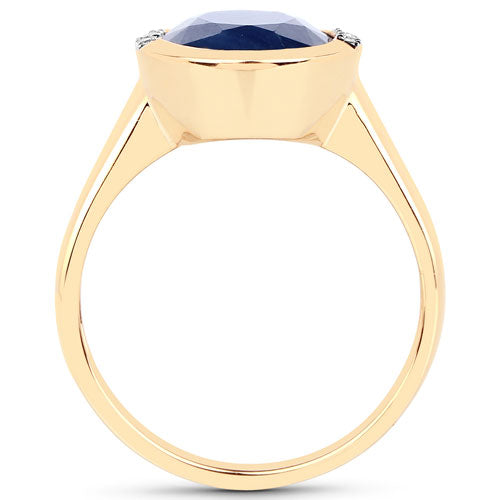 4.85 Carat Genuine Blue Sapphire and White Diamond 14K Yellow Gold Ring Bids.com