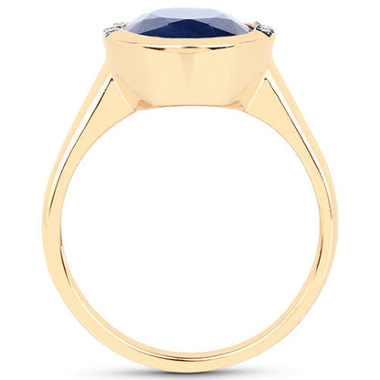 4.85 Carat Genuine Blue Sapphire and White Diamond 14K Yellow Gold Ring Bids.com