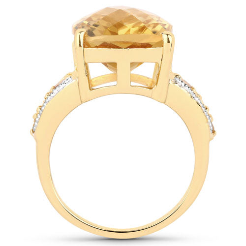 8.44 Carat Genuine Citrine and White Topaz .925 Sterling Silver Ring Bids.com