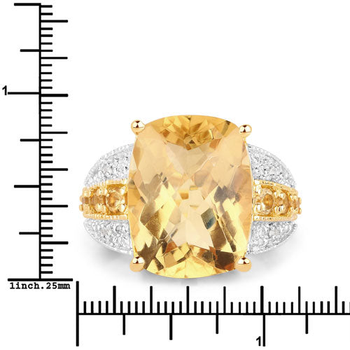 8.44 Carat Genuine Citrine and White Topaz .925 Sterling Silver Ring Bids.com