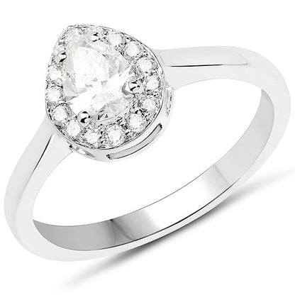 14K White Gold 0.64 Carat Genuine White Diamond Ring Bids.com