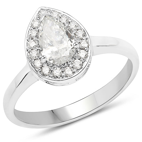 14K White Gold 0.70 Carat Genuine White Diamond Ring Bids.com